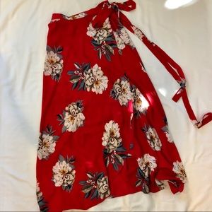Reverse | Red Floral Wrap Skirt